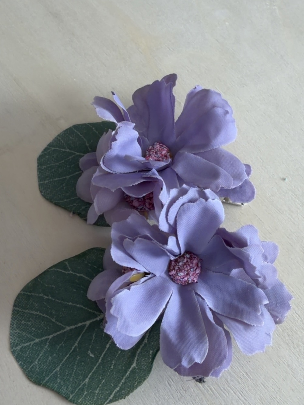 Handmade One of a Kind Lavender Flower Hair Clips for Kids - Set of 2